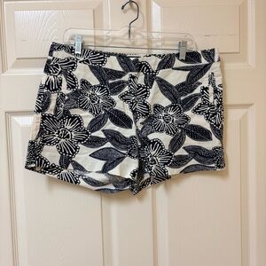 J. Crew Black and White Floral High Waist Shorts